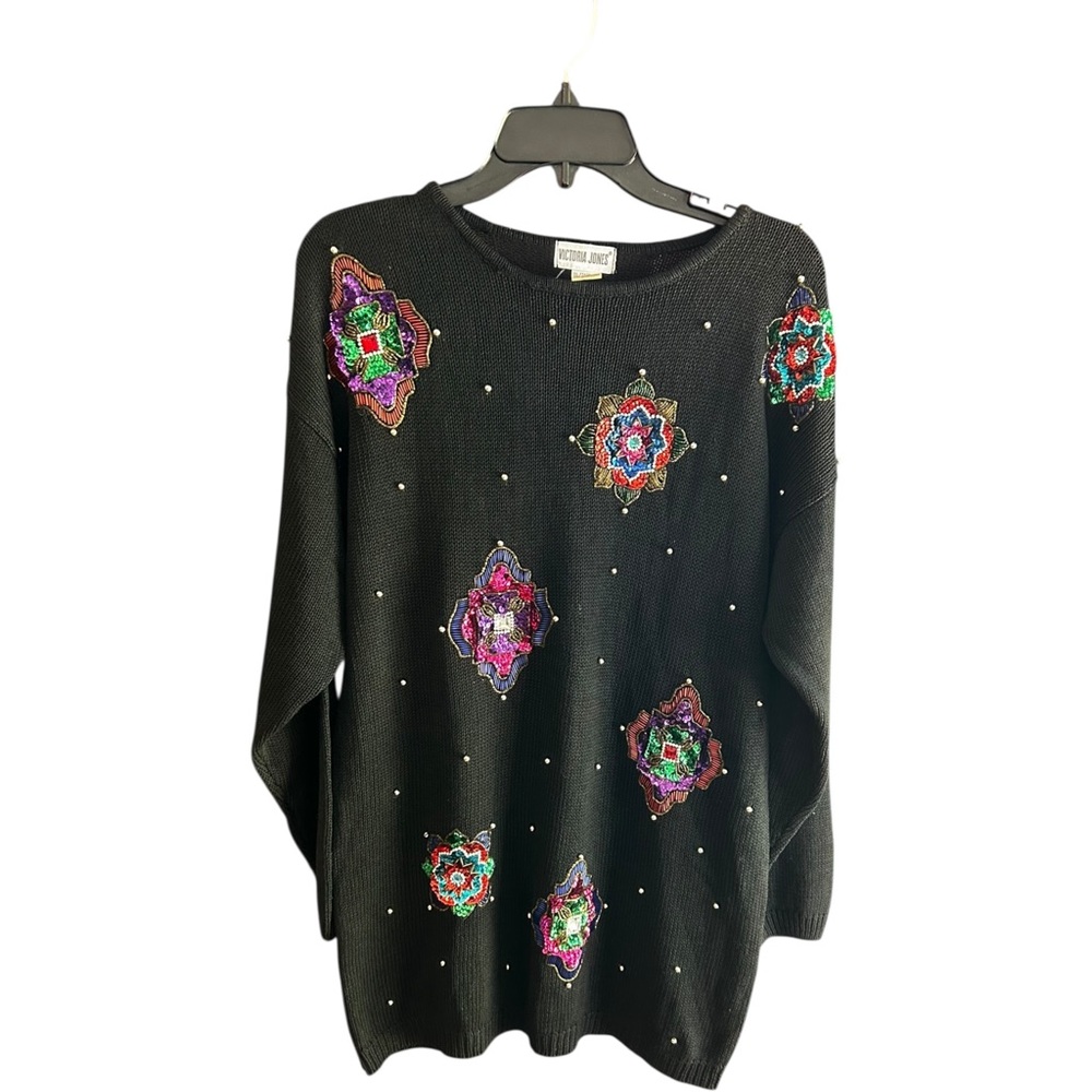 Victoria Jones Christmas tunic length sweater Sz M